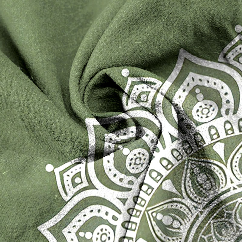 Buddha Stones Pure Cotton Mandala Pattern Women's Elastic Waist Pants With Pockets