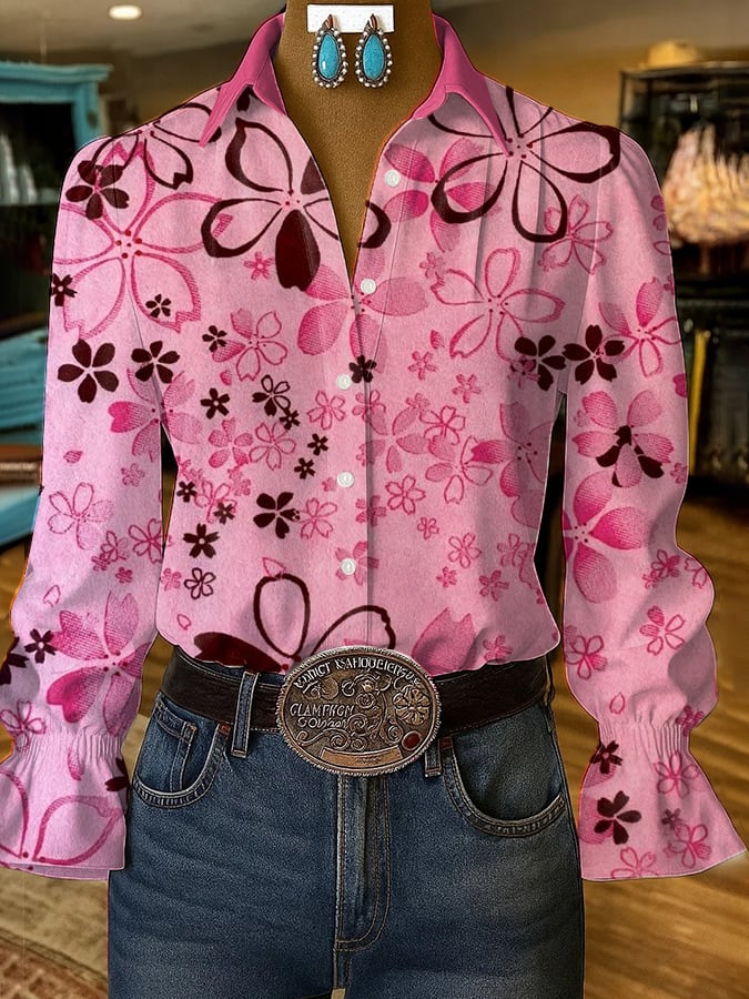 Women's casual western style pattern shirt
