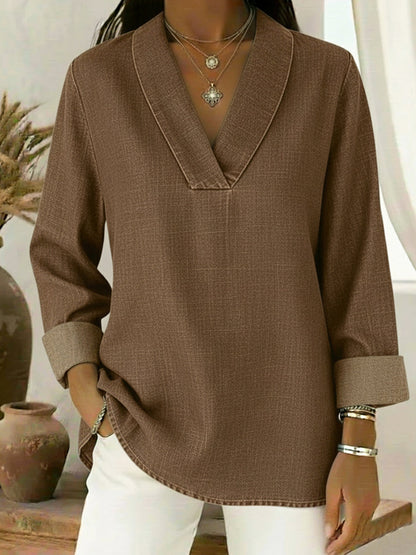 Vintage Shawl Collar Denim Shirt