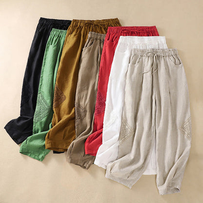 Buddha Stones Summer Women's Drawstring Harem Pants With Pockets