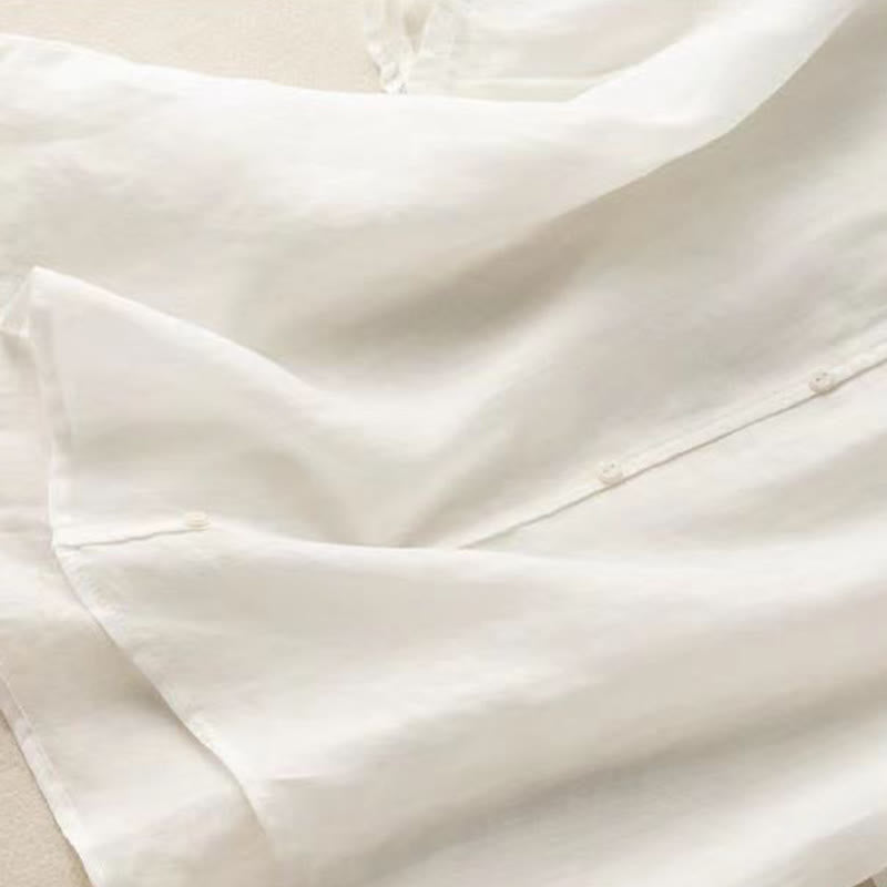Buddha Stones Casual Plain Button Half Sleeve Middy Collar Women's Shirt