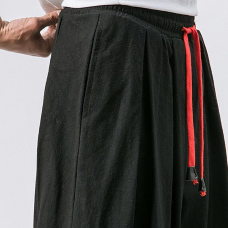 Buddha Stones Casual Sports Men's Solid Color Cotton Drawstring Pants With Pockets