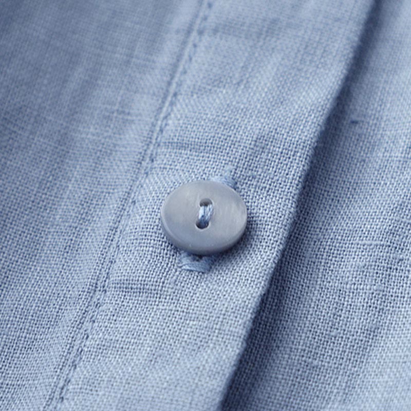 Buddha Stones Solid Color Button Three Quarter Sleeve Shirt