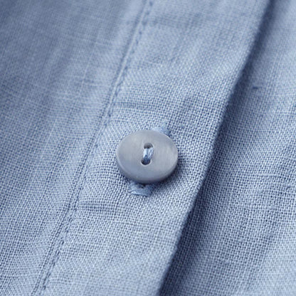 Buddha Stones Solid Color Button Three Quarter Sleeve Shirt