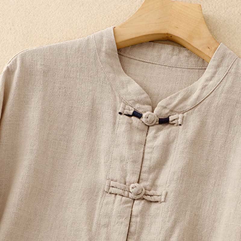 Buddha Stones Literary Artistic Chinese Knot Button Casual Clothing