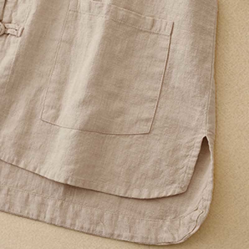 Buddha Stones Literary Artistic Chinese Knot Button Casual Clothing