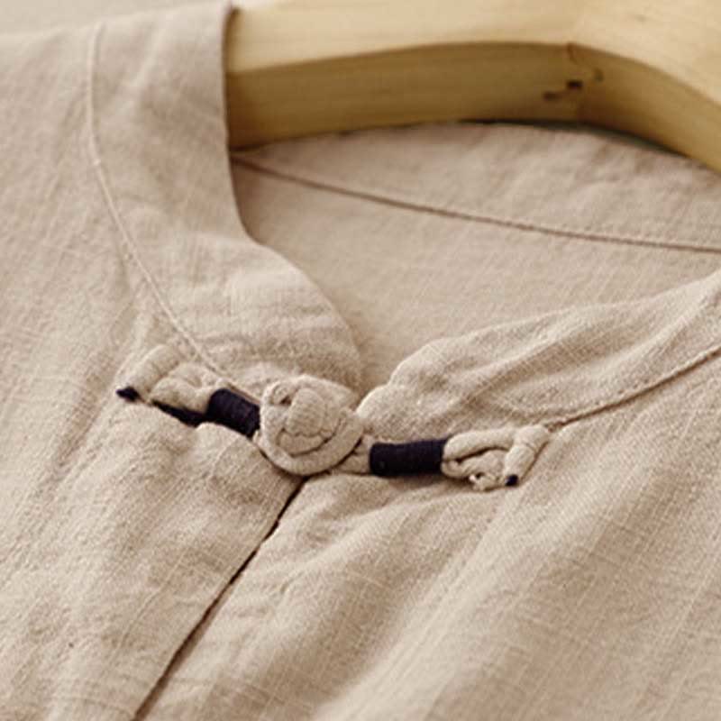 Buddha Stones Literary Artistic Chinese Knot Button Casual Clothing