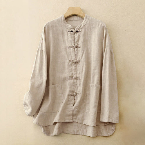 Buddha Stones Literary Artistic Chinese Knot Button Casual Clothing