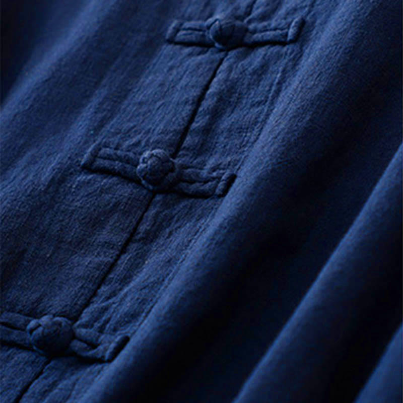 Buddha Stones Literary Artistic Chinese Knot Button Casual Clothing
