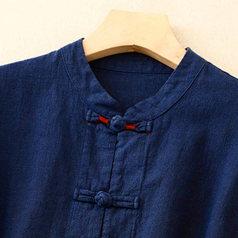 Buddha Stones Literary Artistic Chinese Knot Button Casual Clothing