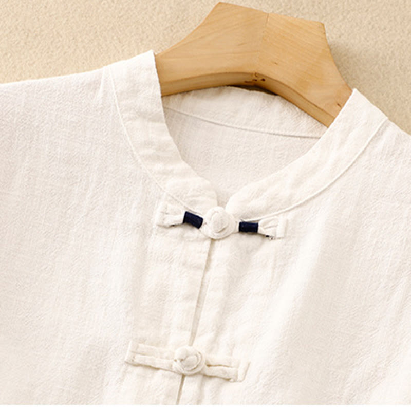 Buddha Stones Literary Artistic Chinese Knot Button Casual Clothing