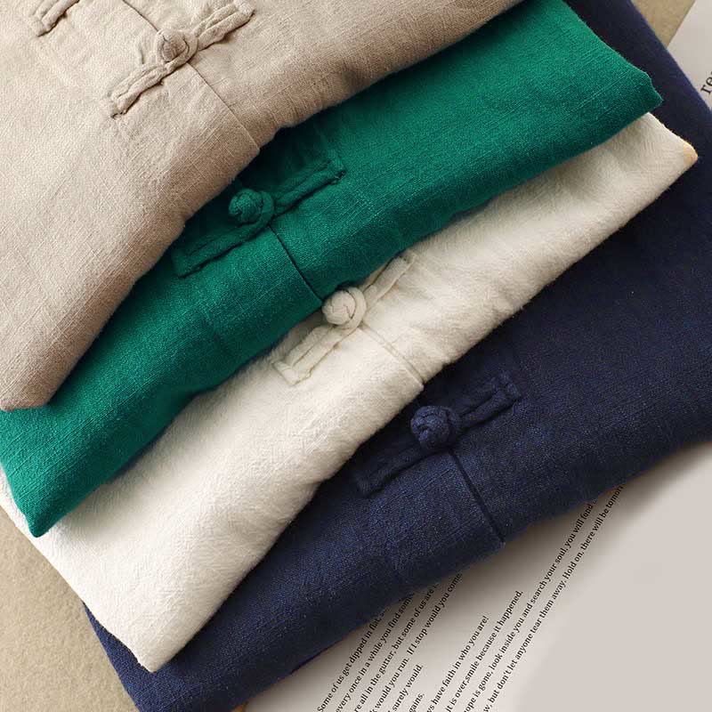 Buddha Stones Literary Artistic Chinese Knot Button Casual Clothing