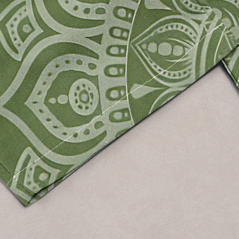 Buddha Stones Pure Cotton Mandala Pattern Women's Elastic Waist Pants With Pockets