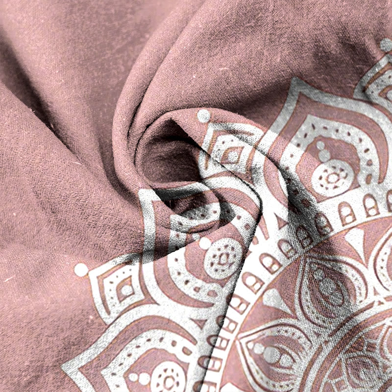Buddha Stones Pure Cotton Mandala Pattern Women's Elastic Waist Pants With Pockets
