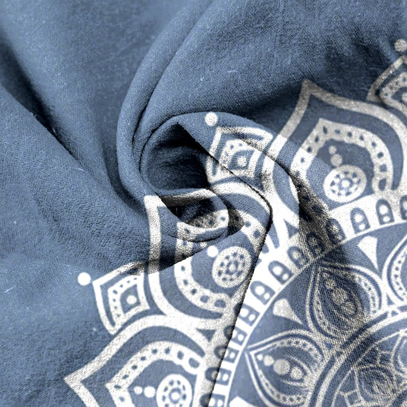 Buddha Stones Pure Cotton Mandala Pattern Women's Elastic Waist Pants With Pockets