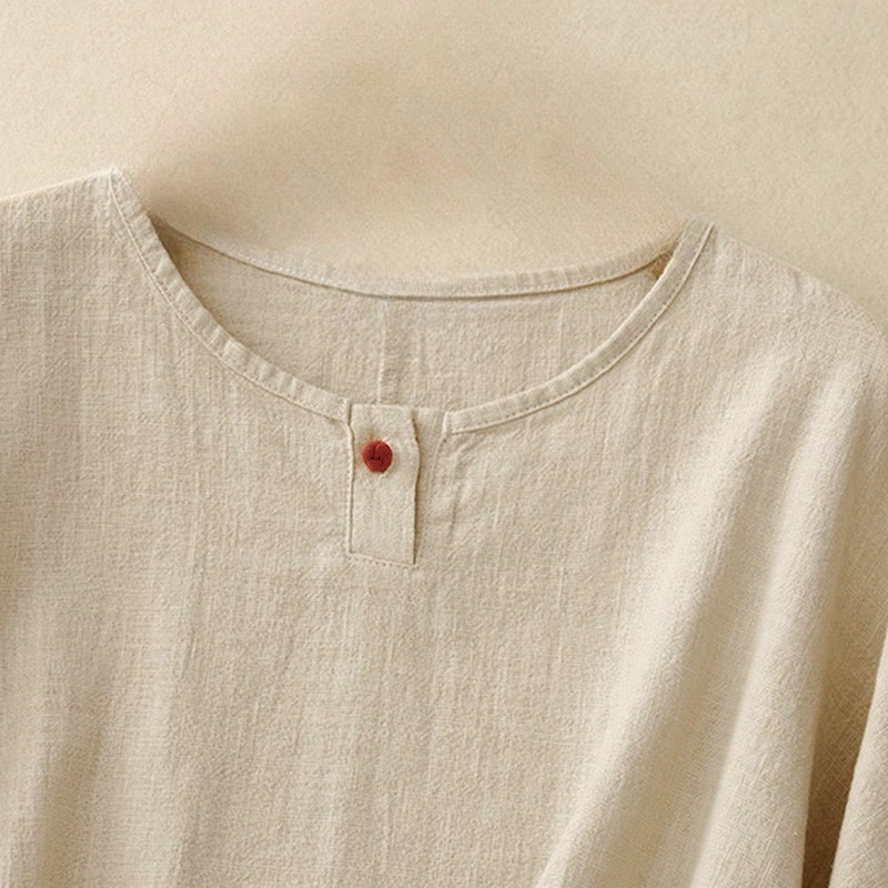 Buddha Stones Casual Plain  Women's Crew Neck Design Loose Half Sleeve T-shirt