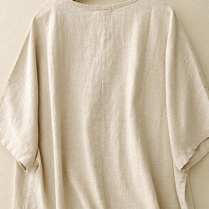 Buddha Stones Casual Plain  Women's Crew Neck Design Loose Half Sleeve T-shirt