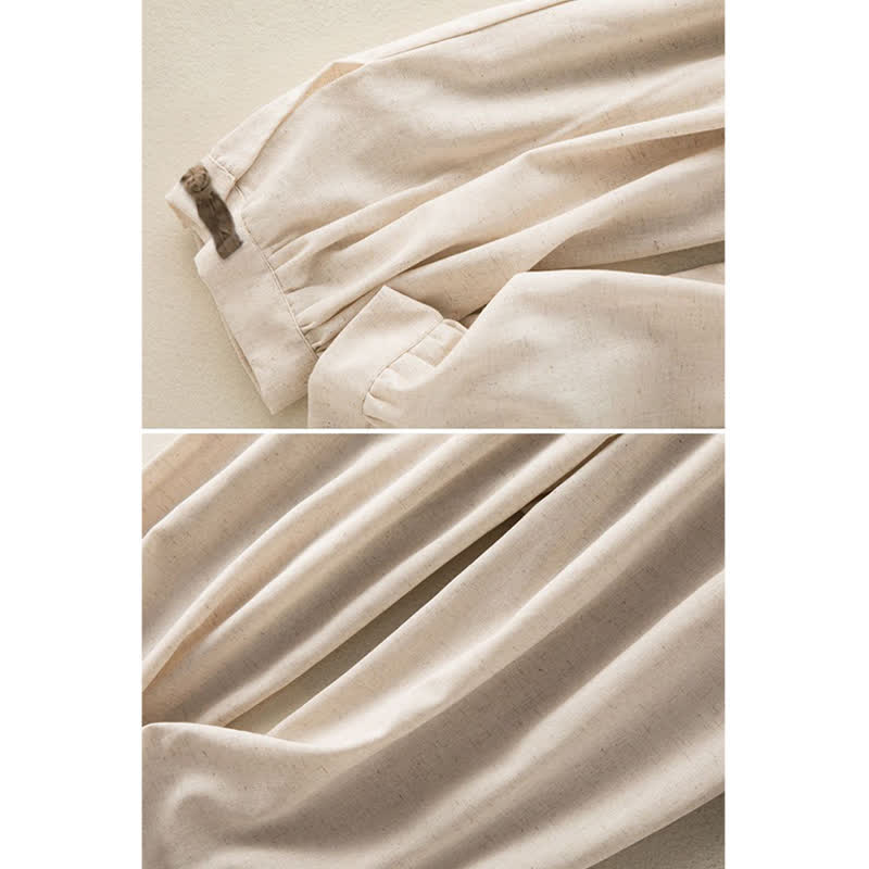 Buddha Stones Plain Cotton Drawstring Women's Harem Pants With Pockets