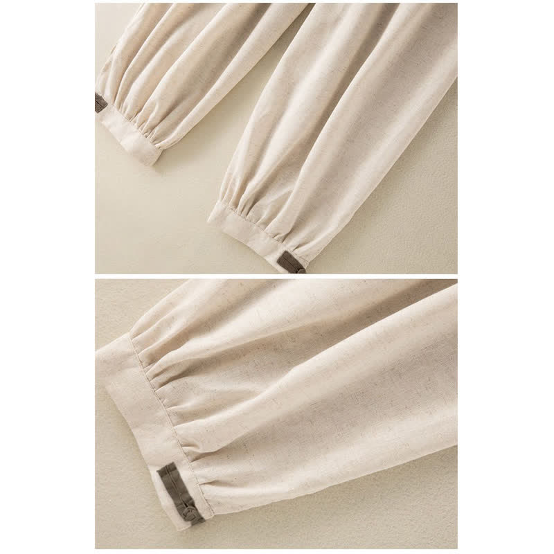 Buddha Stones Plain Cotton Drawstring Women's Harem Pants With Pockets