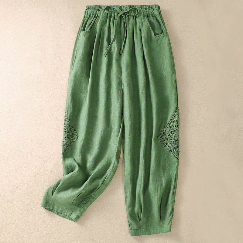 Buddha Stones Summer Women's Drawstring Harem Pants With Pockets