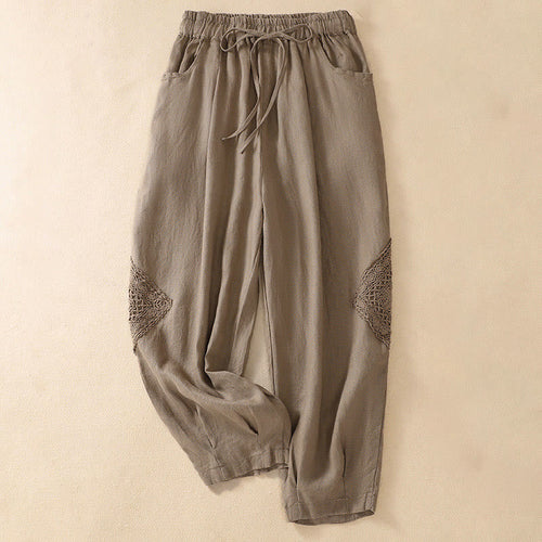 Buddha Stones Summer Women's Drawstring Harem Pants With Pockets