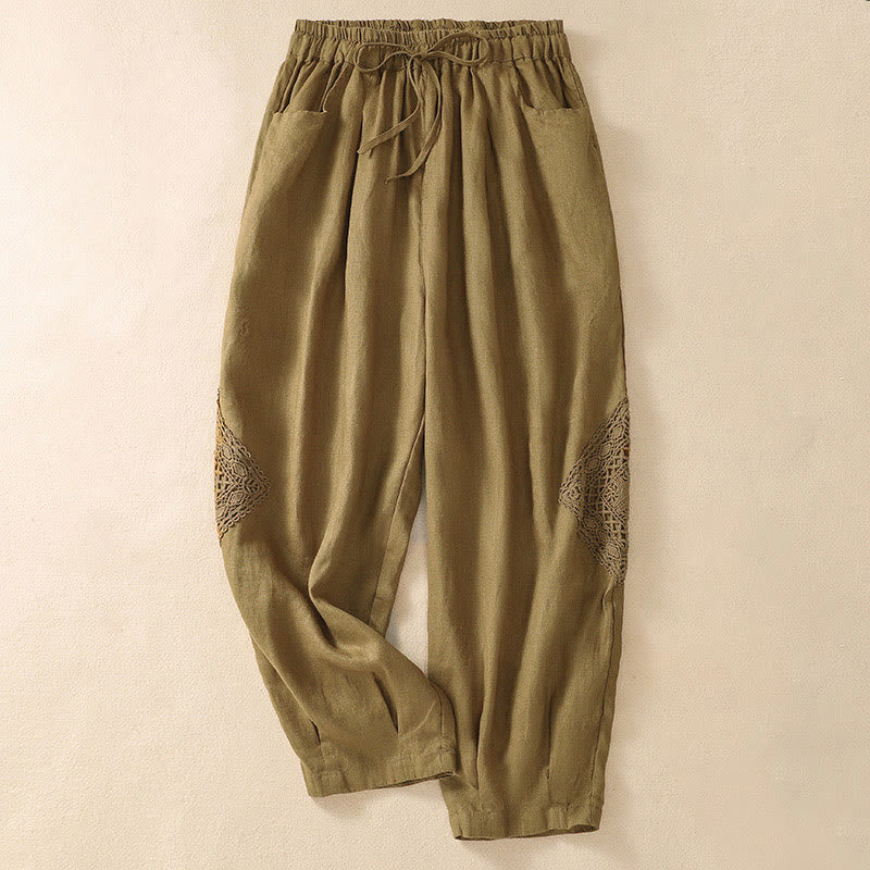 Buddha Stones Summer Women's Drawstring Harem Pants With Pockets