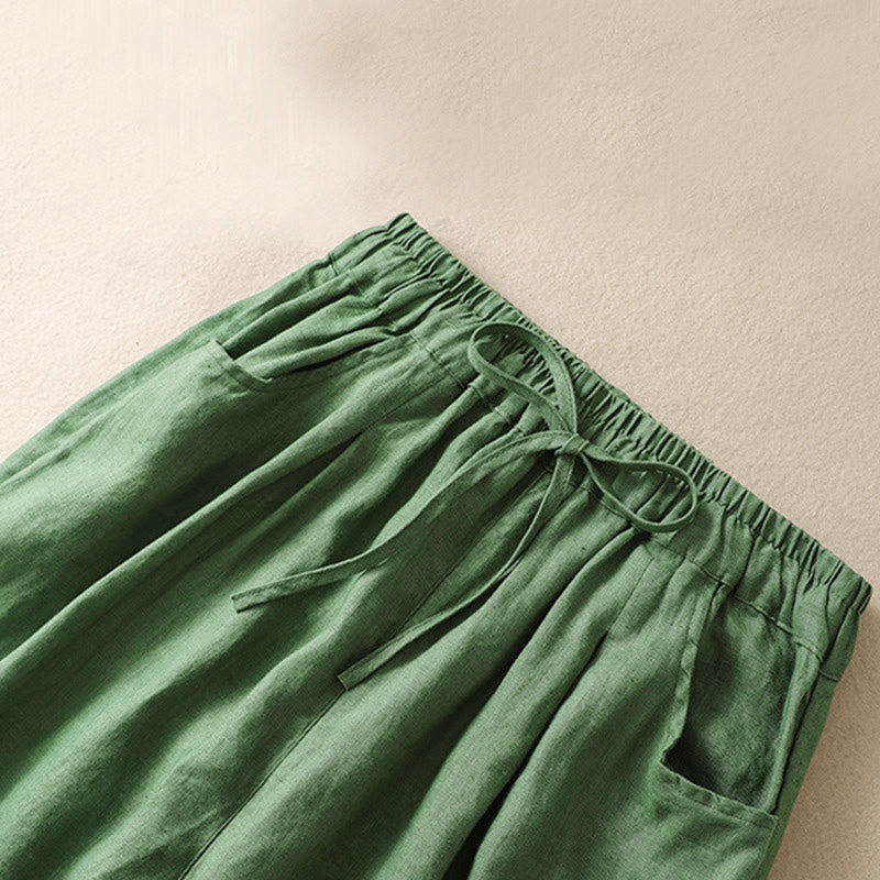 Buddha Stones Summer Women's Drawstring Harem Pants With Pockets