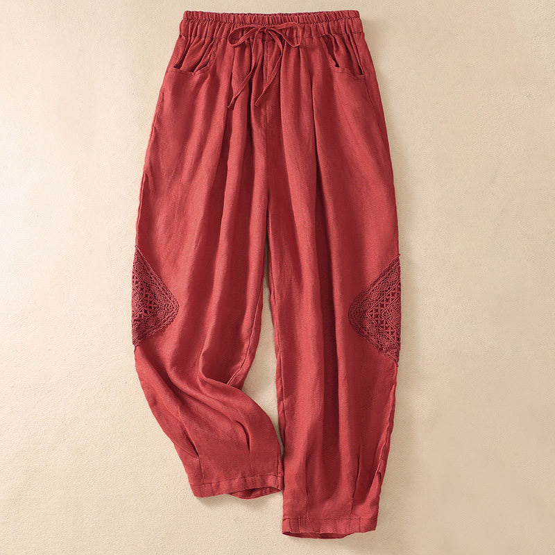 Buddha Stones Summer Women's Drawstring Harem Pants With Pockets