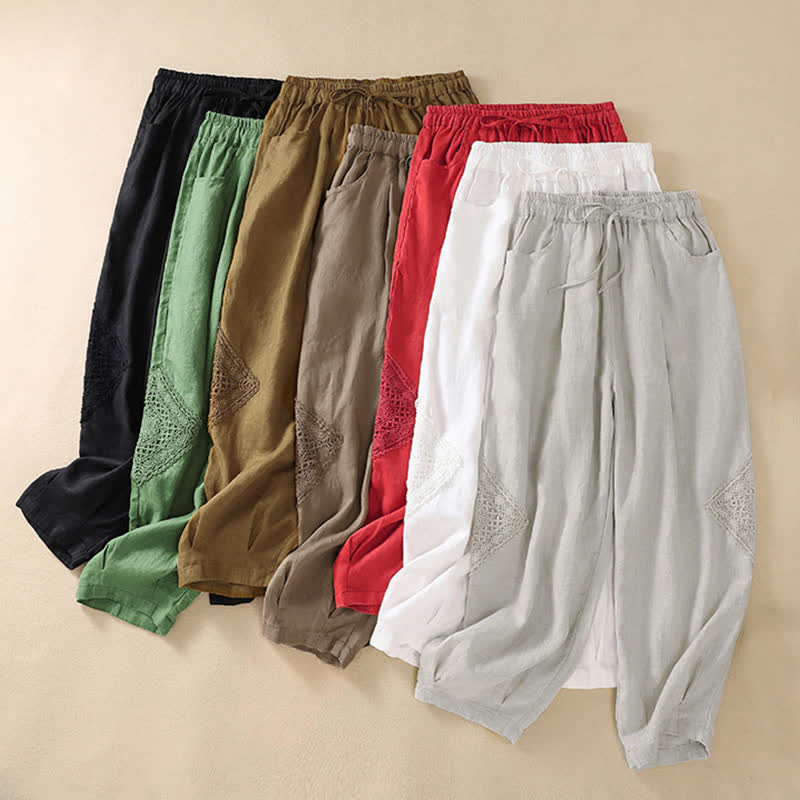 Buddha Stones Summer Women's Drawstring Harem Pants With Pockets