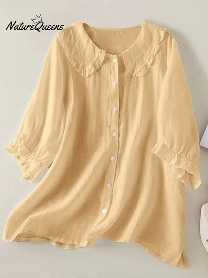 Women‘s Peter Pan Collar Cotton Shirt