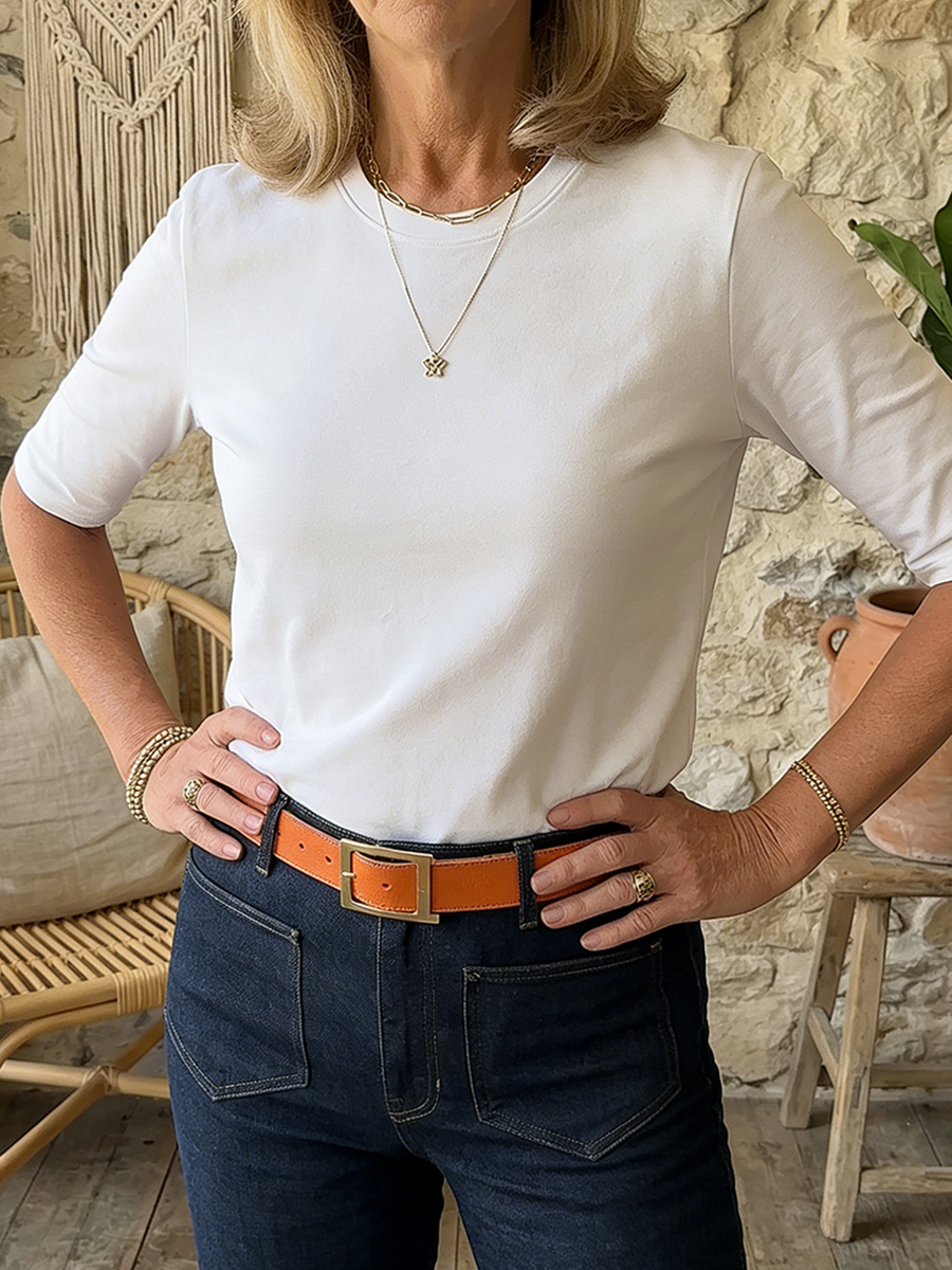 Cozy Minimalist Half-sleeve 100% Cotton T-shirt