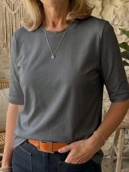 Cozy Minimalist Half-sleeve 100% Cotton T-shirt