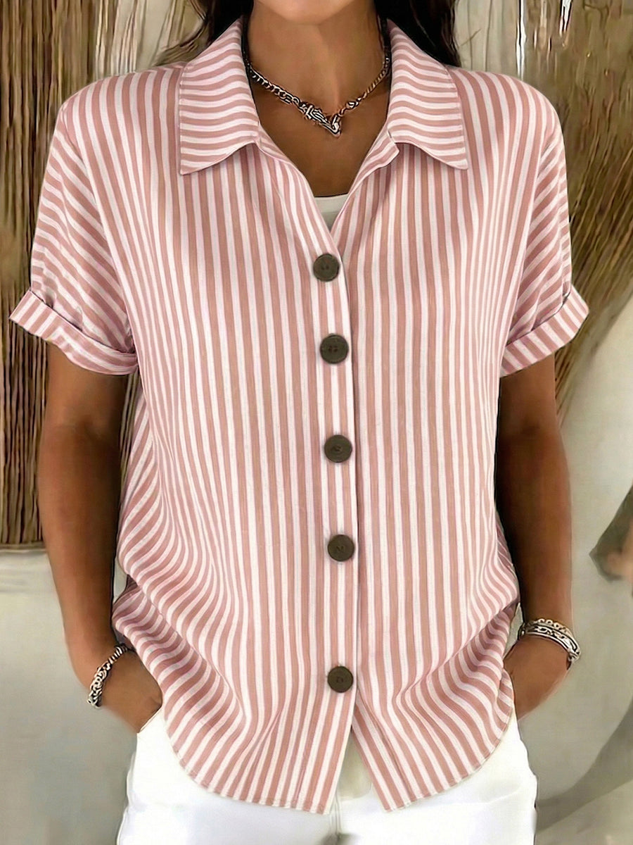 Classic Striped Cotton-linen Button-up Shirt